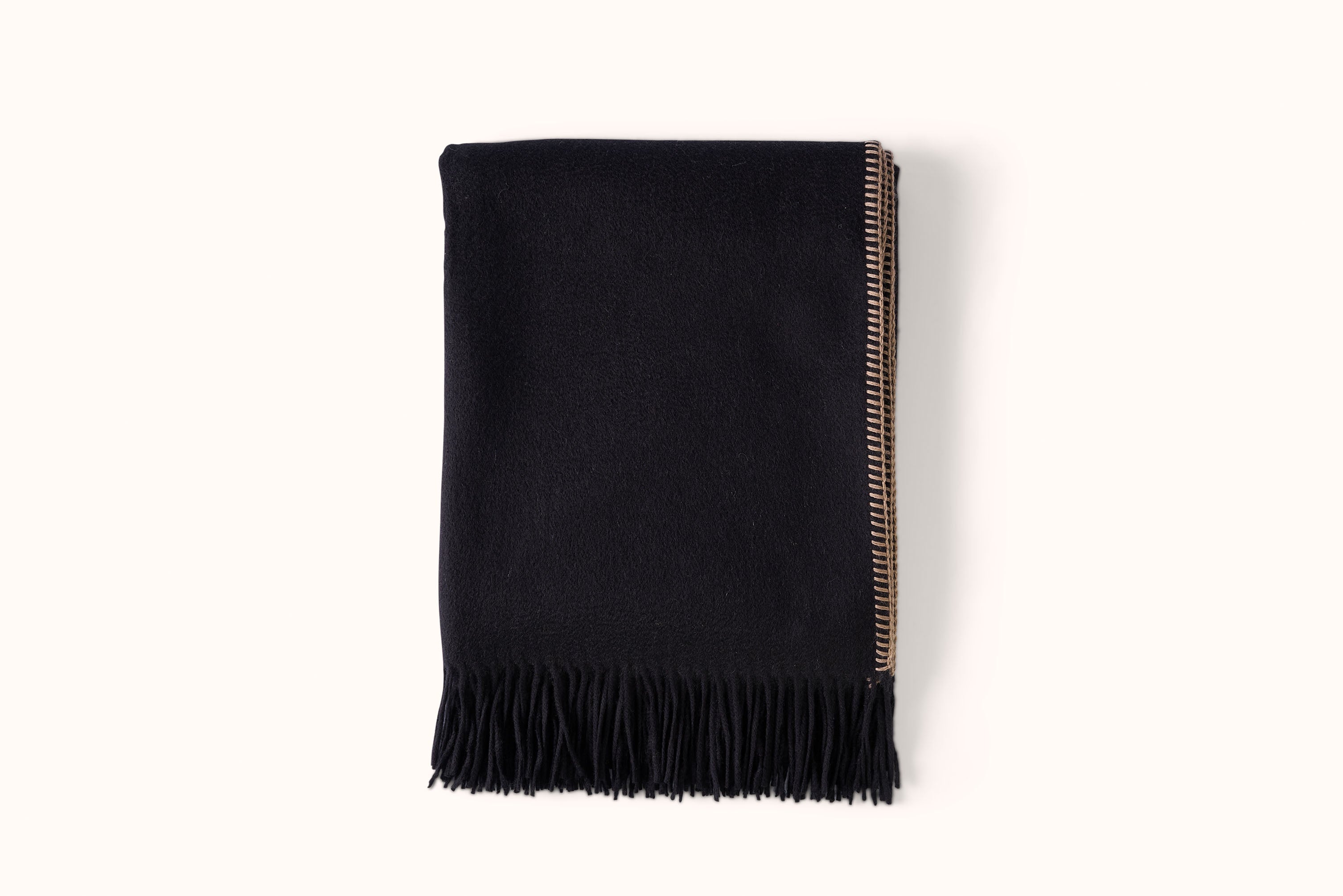 ALONPI BLACK AND STEEL DOUBLE-FACE CASHMERE THROW