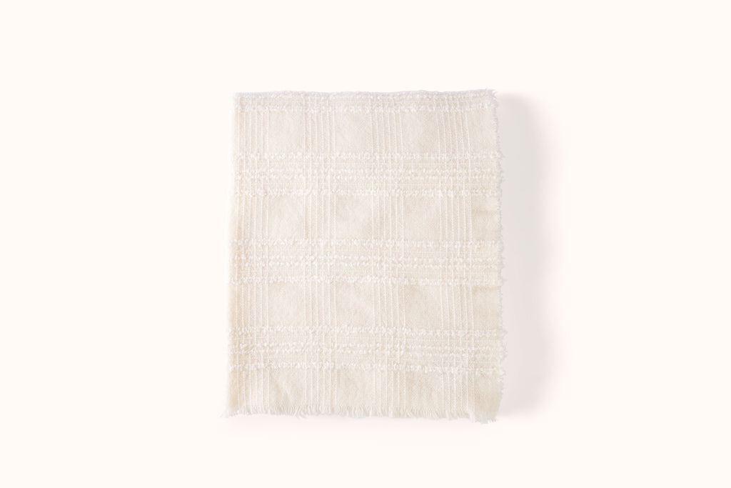 ALONPI ECRU TONAL PLAID CASHMERE AND SILK THROW