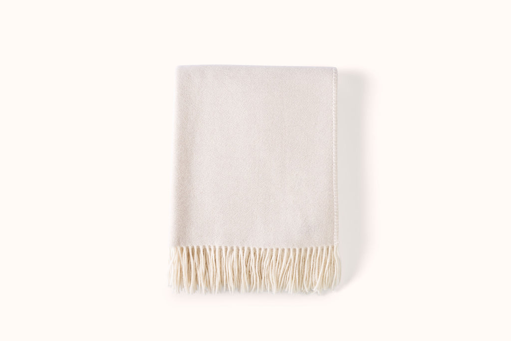 ALONPI ECRU AND PEARL DOUBLE-FACE CASHMERE THROW