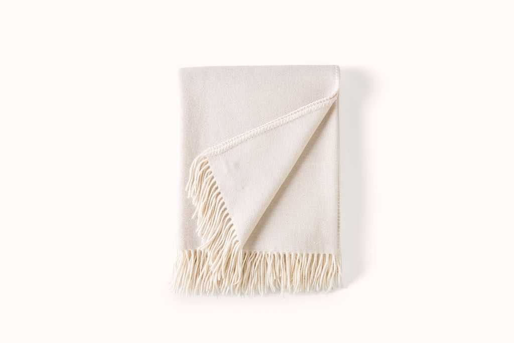 ALONPI ECRU AND PEARL DOUBLE-FACE CASHMERE THROW