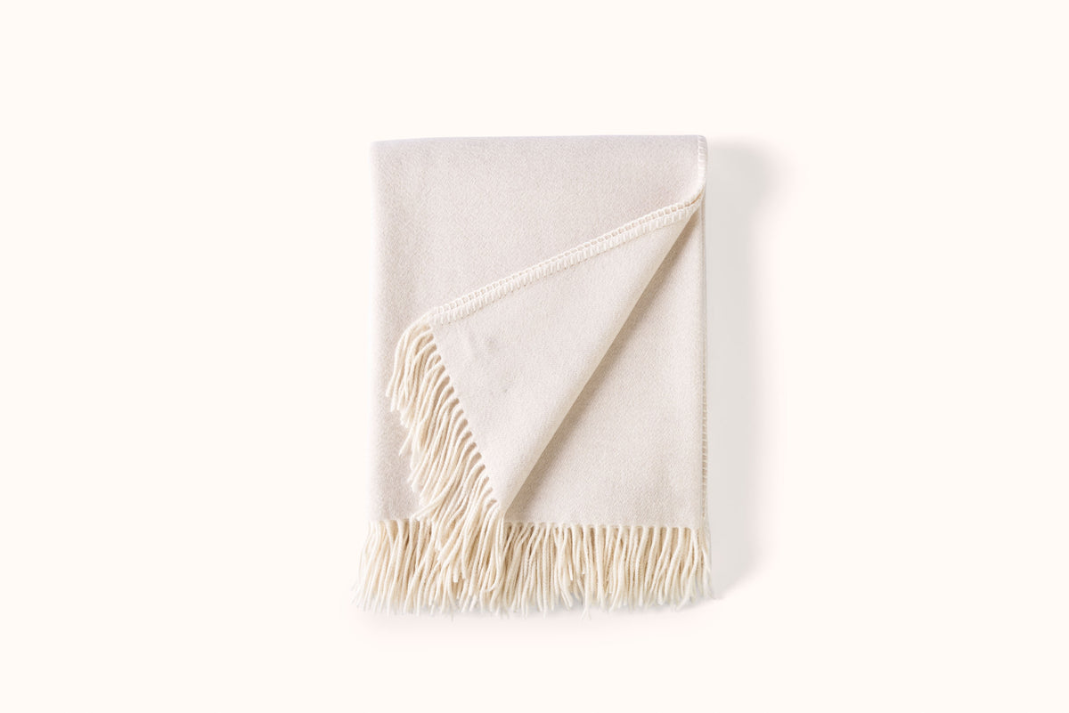 ALONPI ECRU AND PEARL DOUBLE-FACE CASHMERE THROW