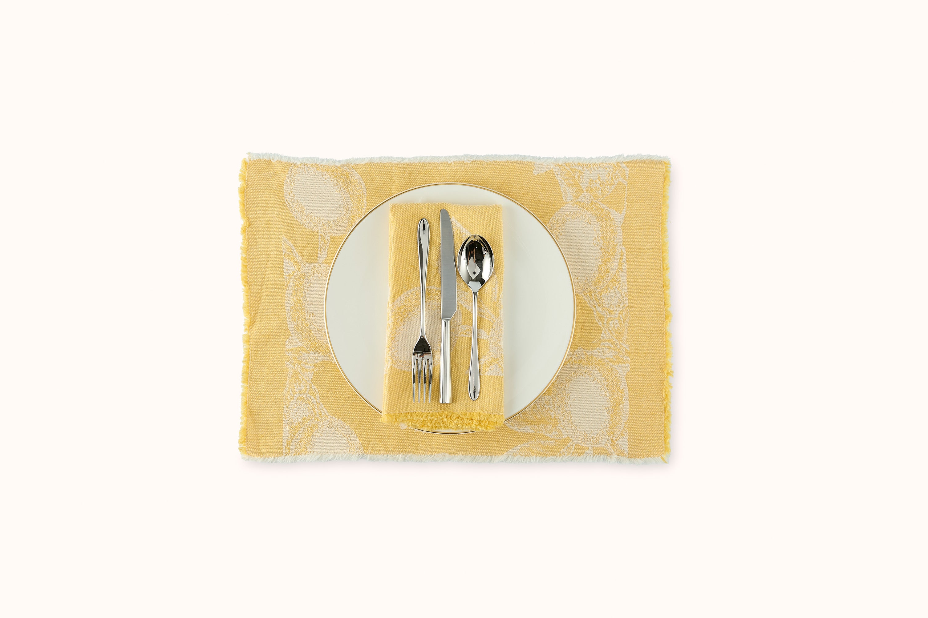 ARCOLAIO PLACED LEMONS FRINGE EDGE PLACEMAT