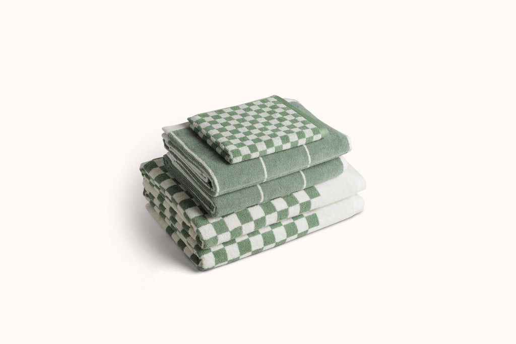 BAINA SAGE & CHALK CHECKERBOARD TOWELS
