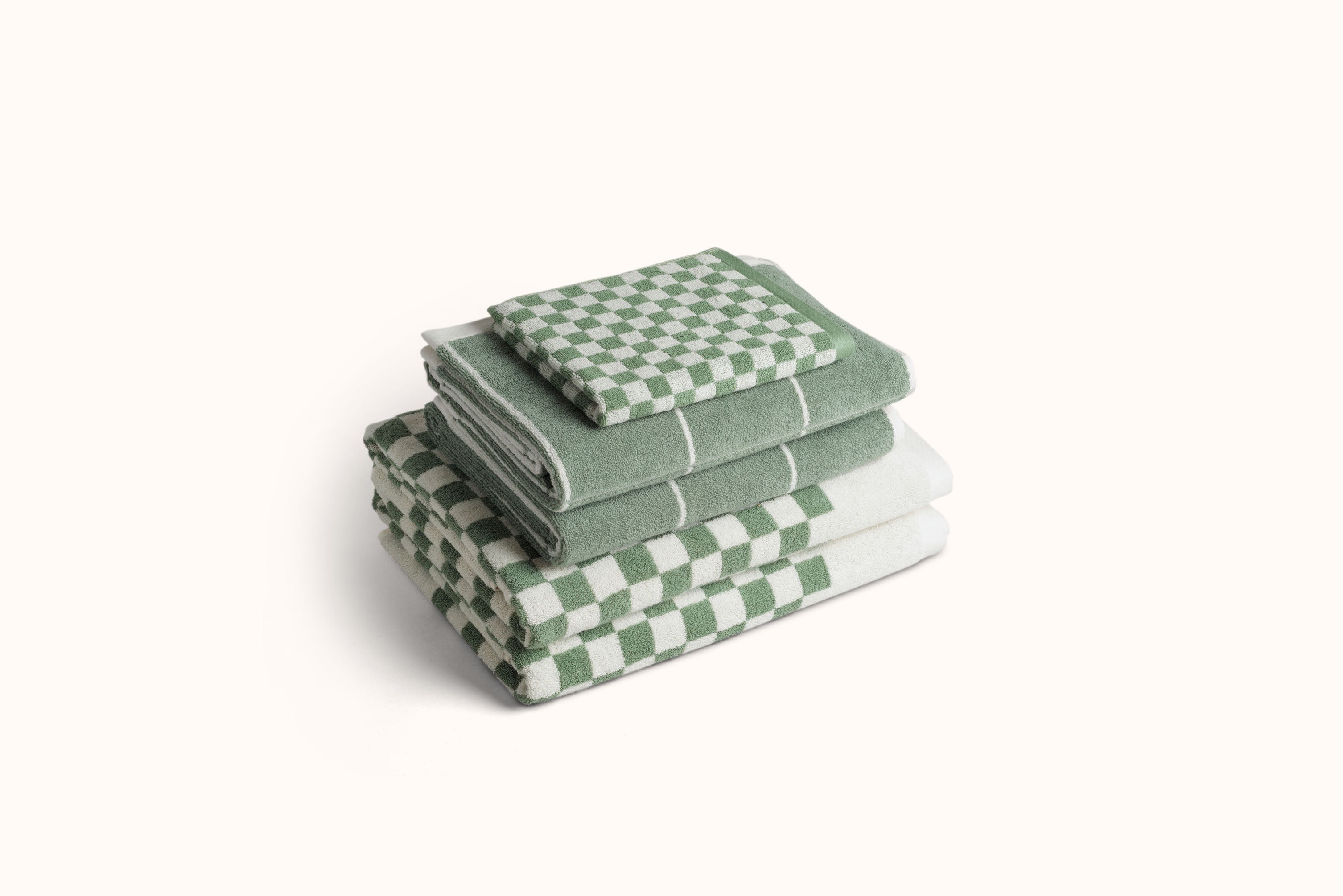 BAINA SAGE & CHALK CHECKERBOARD TOWELS