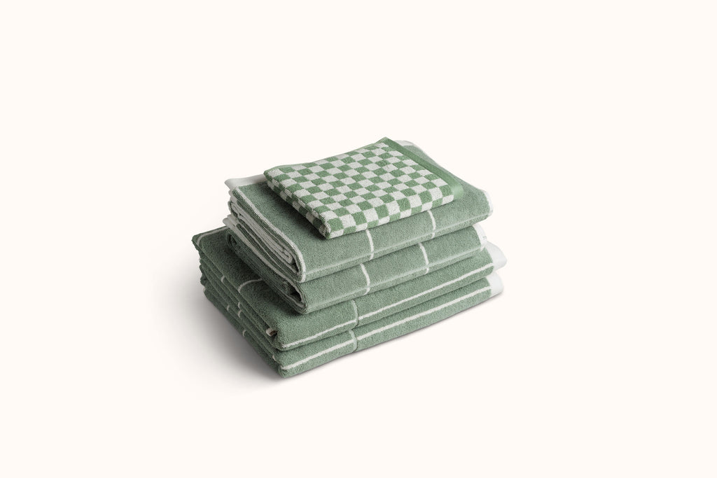 BAINA SAGE & CHALK CHECKERBOARD TOWELS