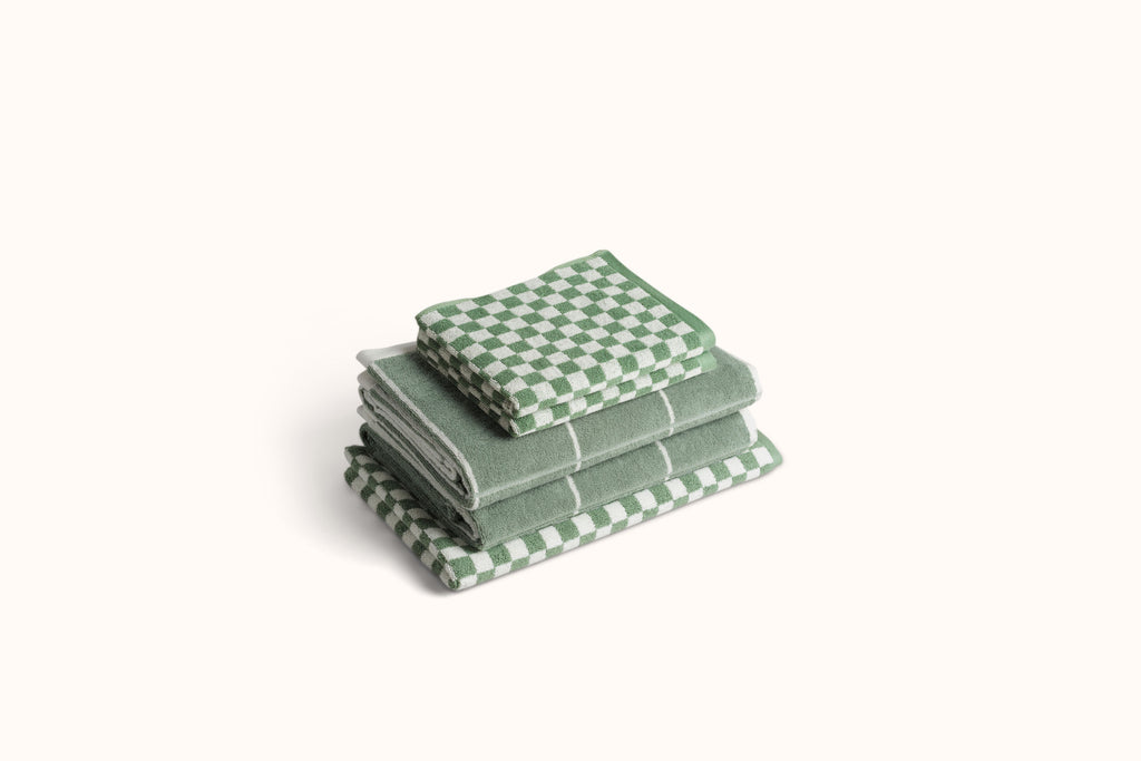 BAINA SAGE & CHALK CHECKERBOARD TOWELS
