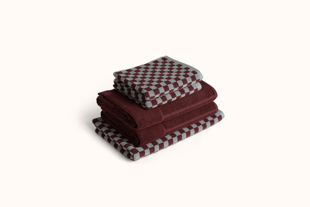 BAINA CEMENT & RHUS CHECKERBOARD TOWELS