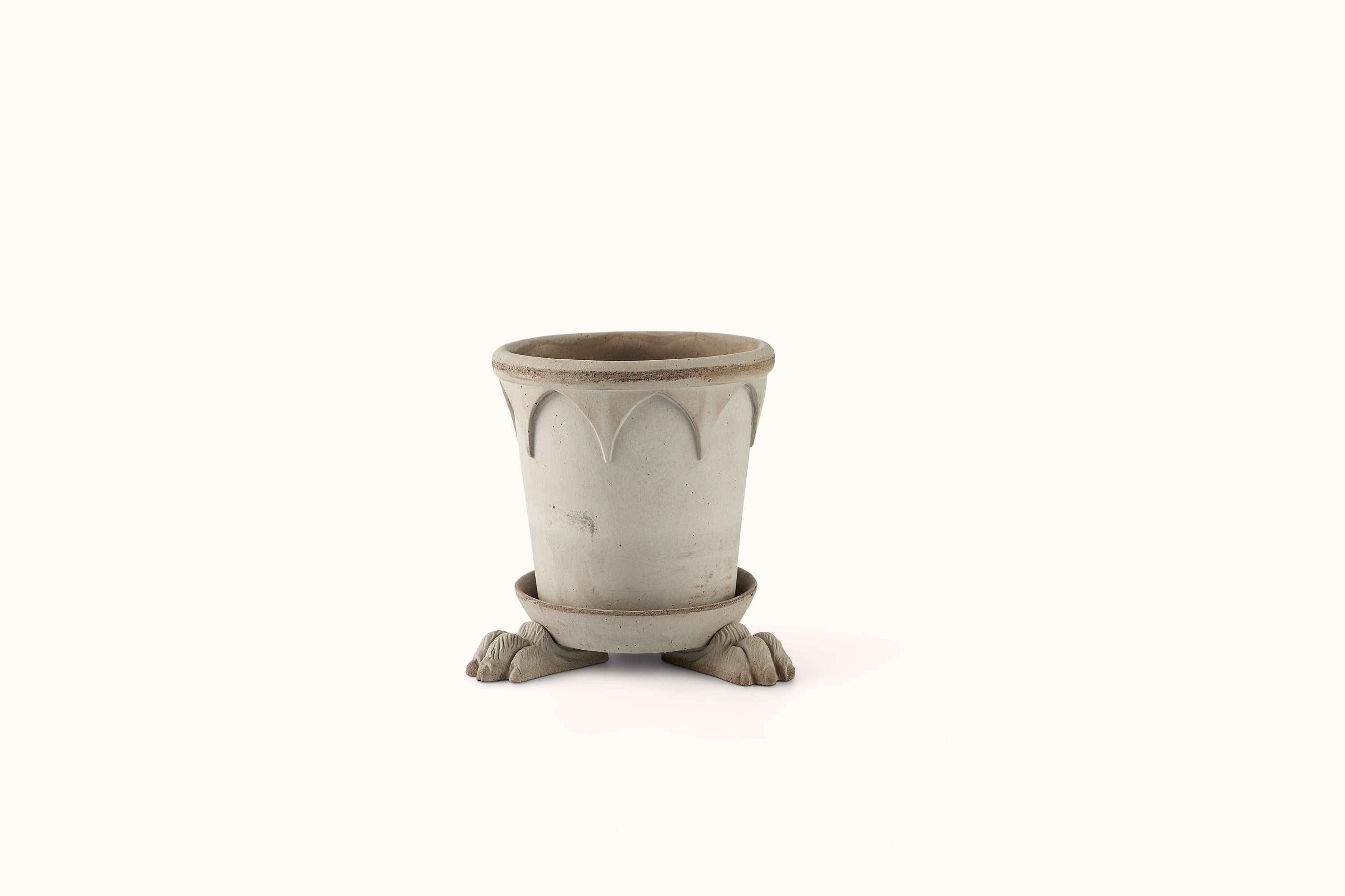 BERGS POTTER GREY TERRACOTTA ELIZABETH POT AND SAUCER