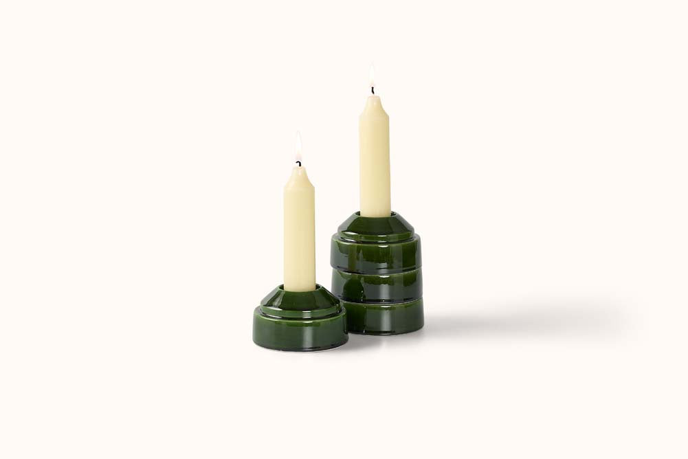 BERGS POTTER EMERALD GLAZED CANDLEHOLDLER