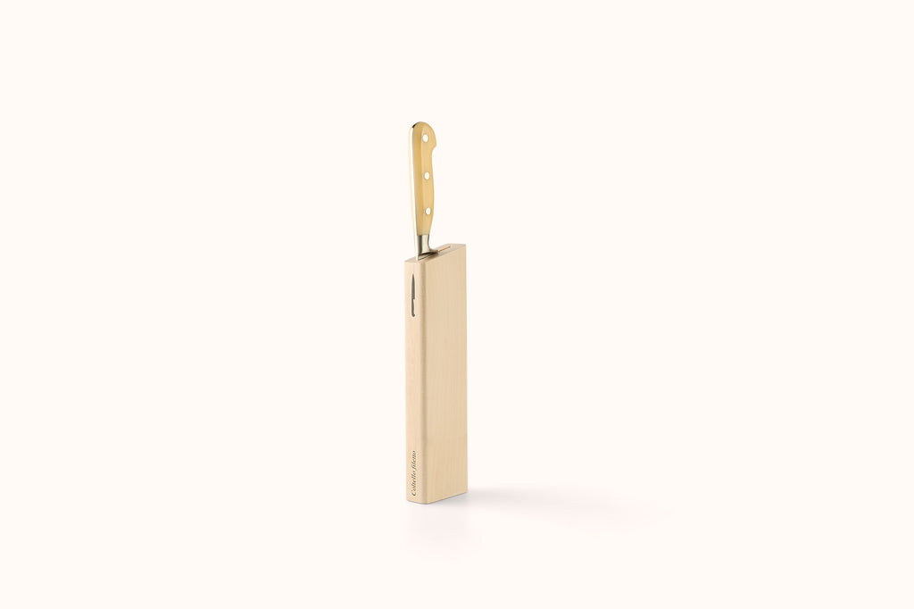 BERTI SLICING KNIFE IN MAGNETIC BLOCK - CREAM