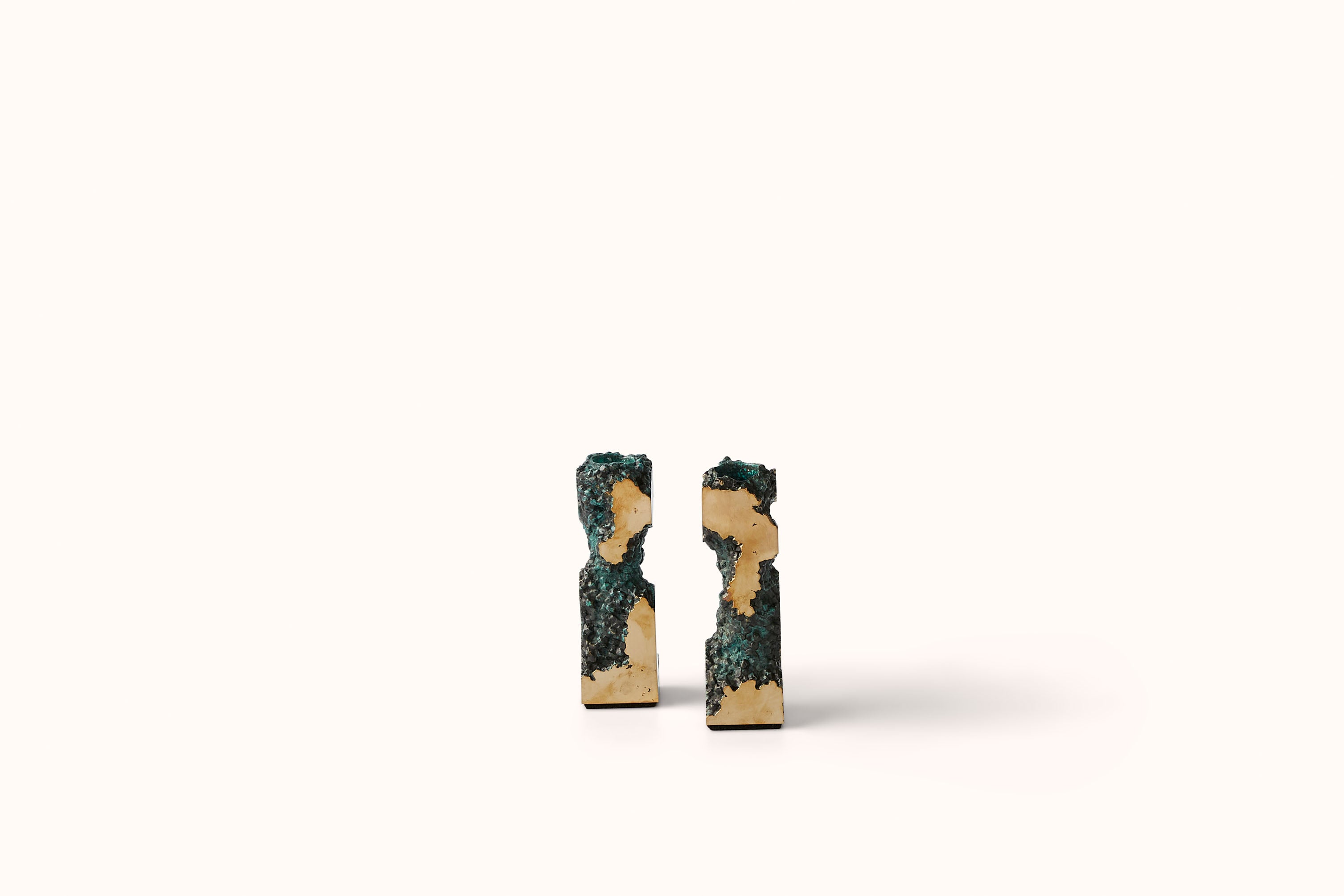 MARK DINEEN BRONZE SQUARE BASE CANDLESTICKS