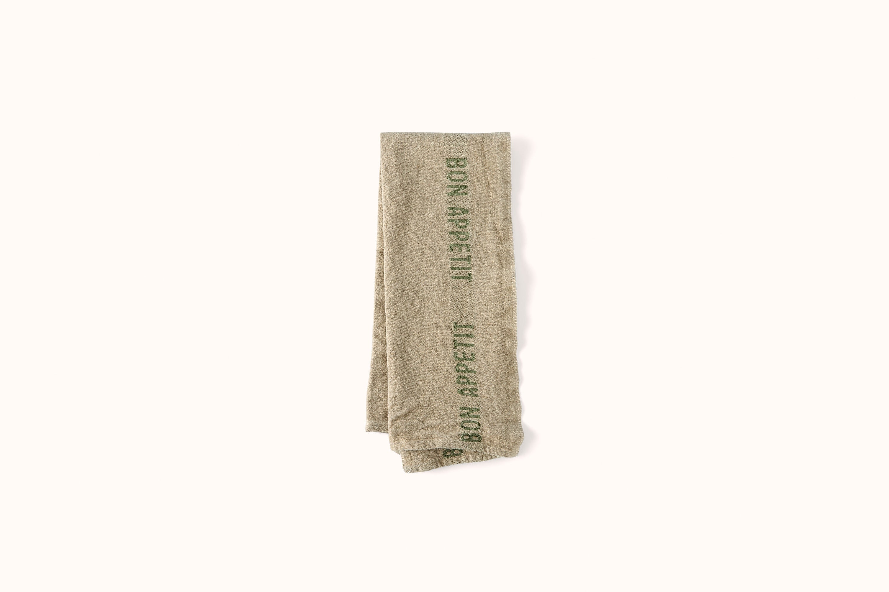 CHARVET NATURAL AND KAKI BON APPETIT LINEN KITCHEN TOWEL