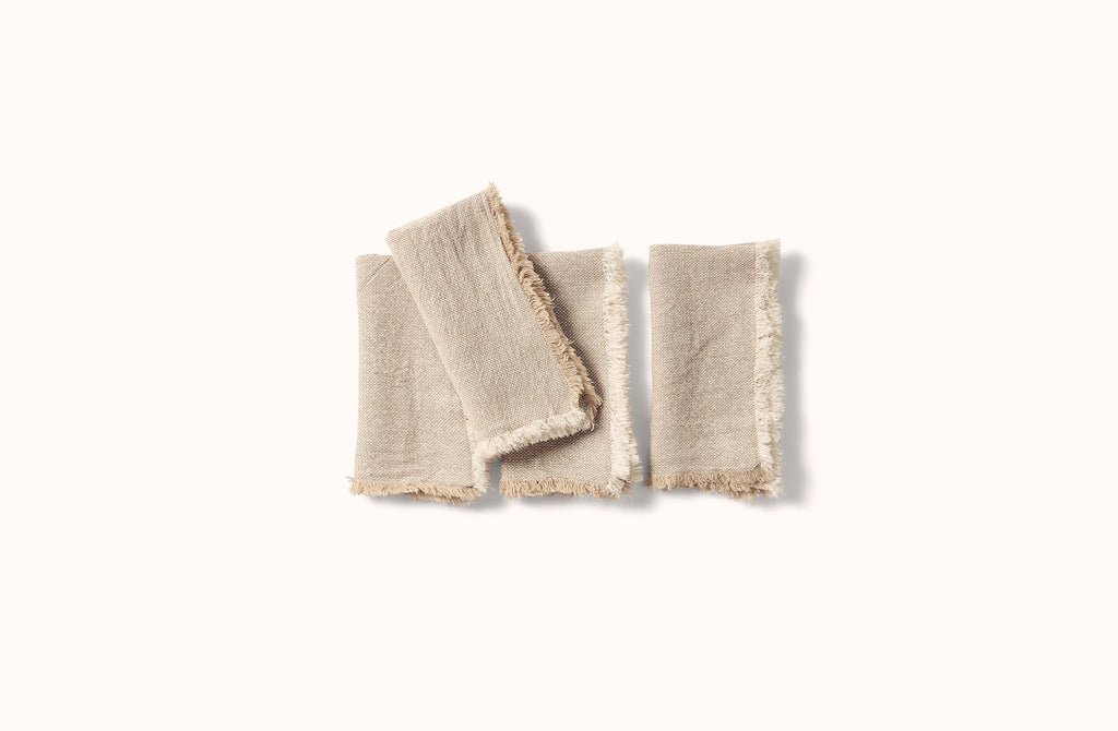 CHARVET NATURAL WITH IVORY MELANGE FRINGE EDGE LINEN NAPKIN