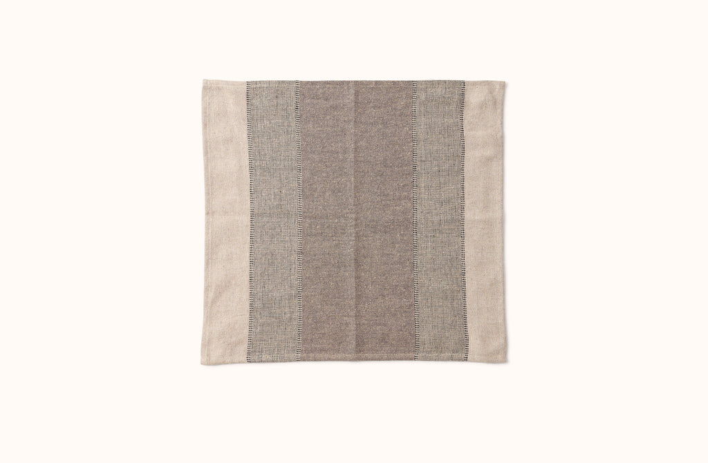 CHARVET NATURAL WITH GREYS TONAL STRIPE LINEN NAPKIN