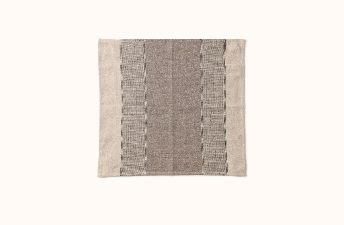 CHARVET NATURAL WITH GREYS TONAL STRIPE LINEN NAPKIN