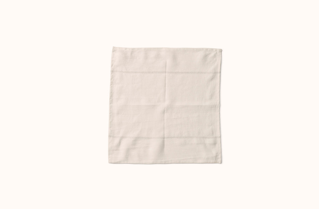 CHARVET WHITE EMBROIDERED STRIPE ON WHITE LINEN NAPKIN