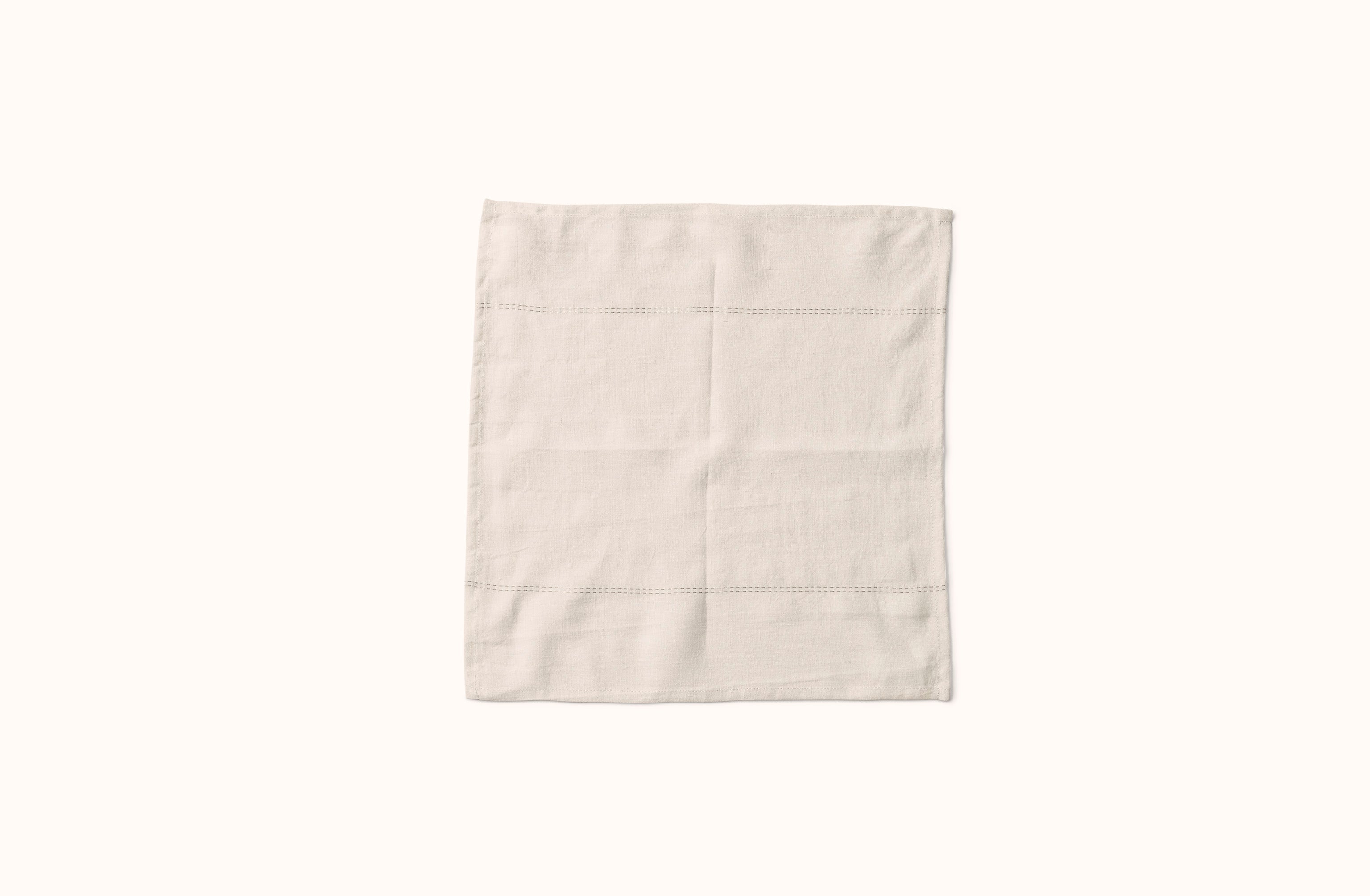 CHARVET WHITE EMBROIDERED STRIPE ON WHITE LINEN NAPKIN