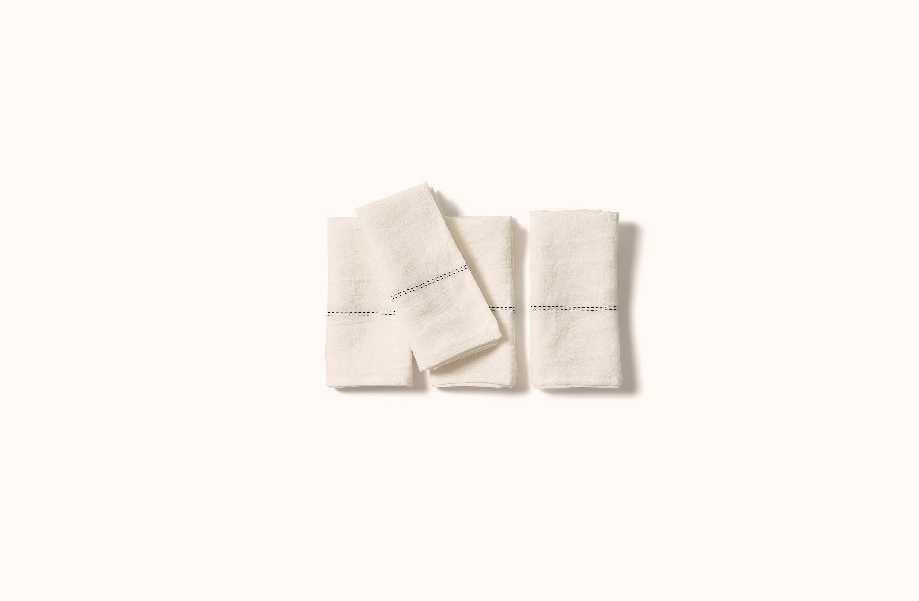 CHARVET NATURAL EMBROIDERED STRIPE ON WHITE LINEN NAPKIN