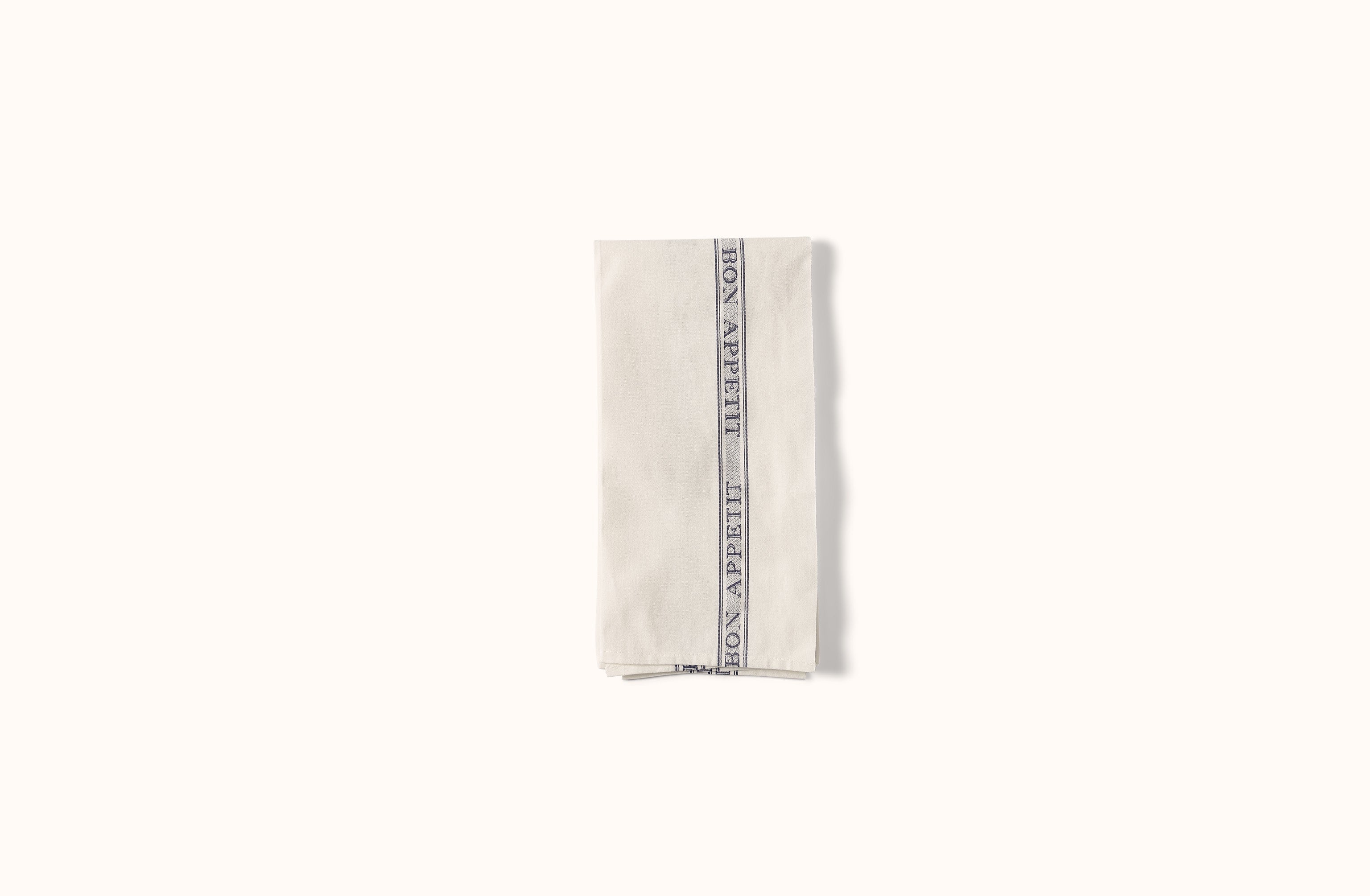 CHARVET WHITE WITH BLACK BON APPETIT COTTON KITCHEN TOWEL