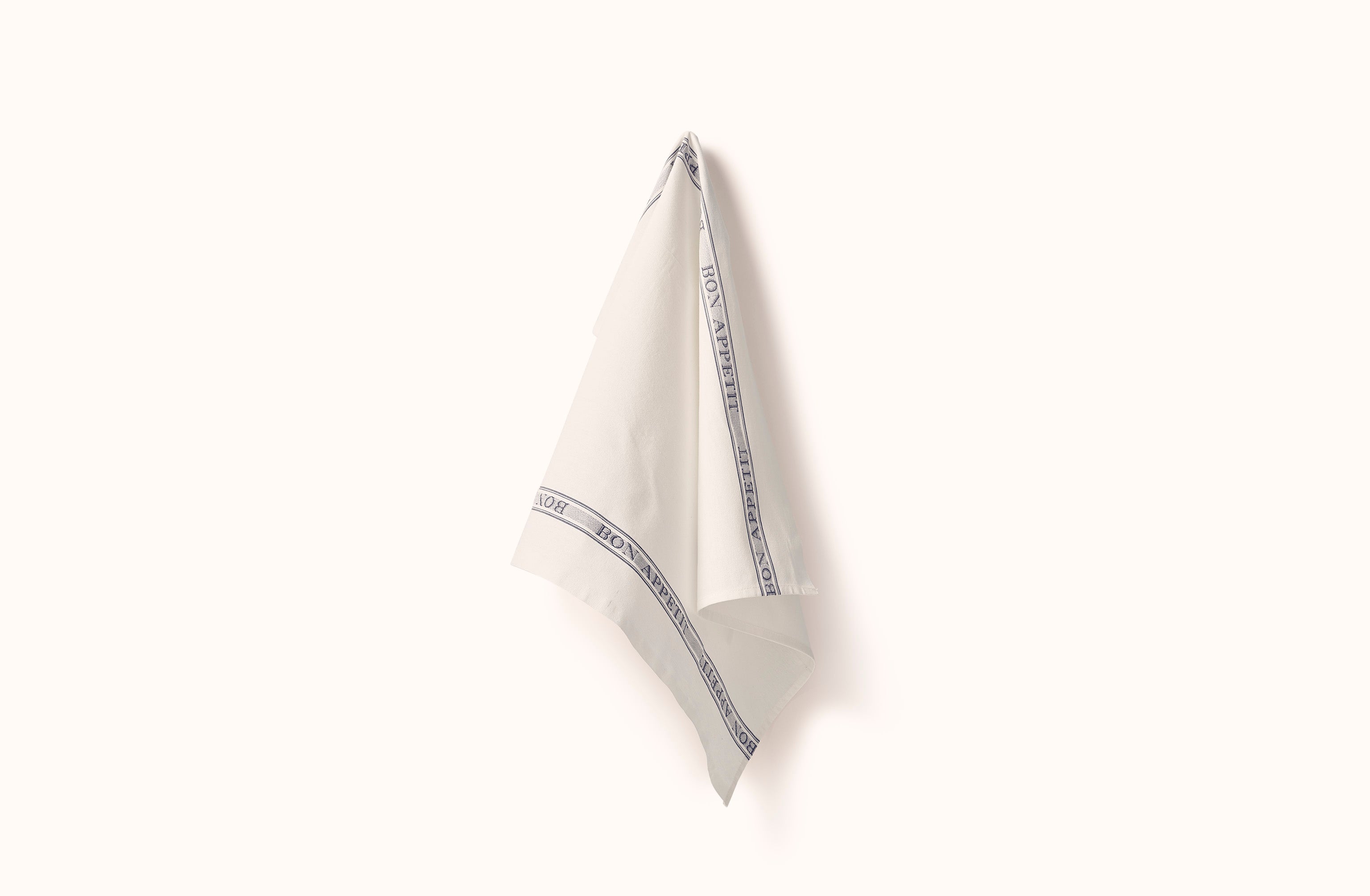 CHARVET WHITE WITH BLACK BON APPETIT COTTON KITCHEN TOWEL