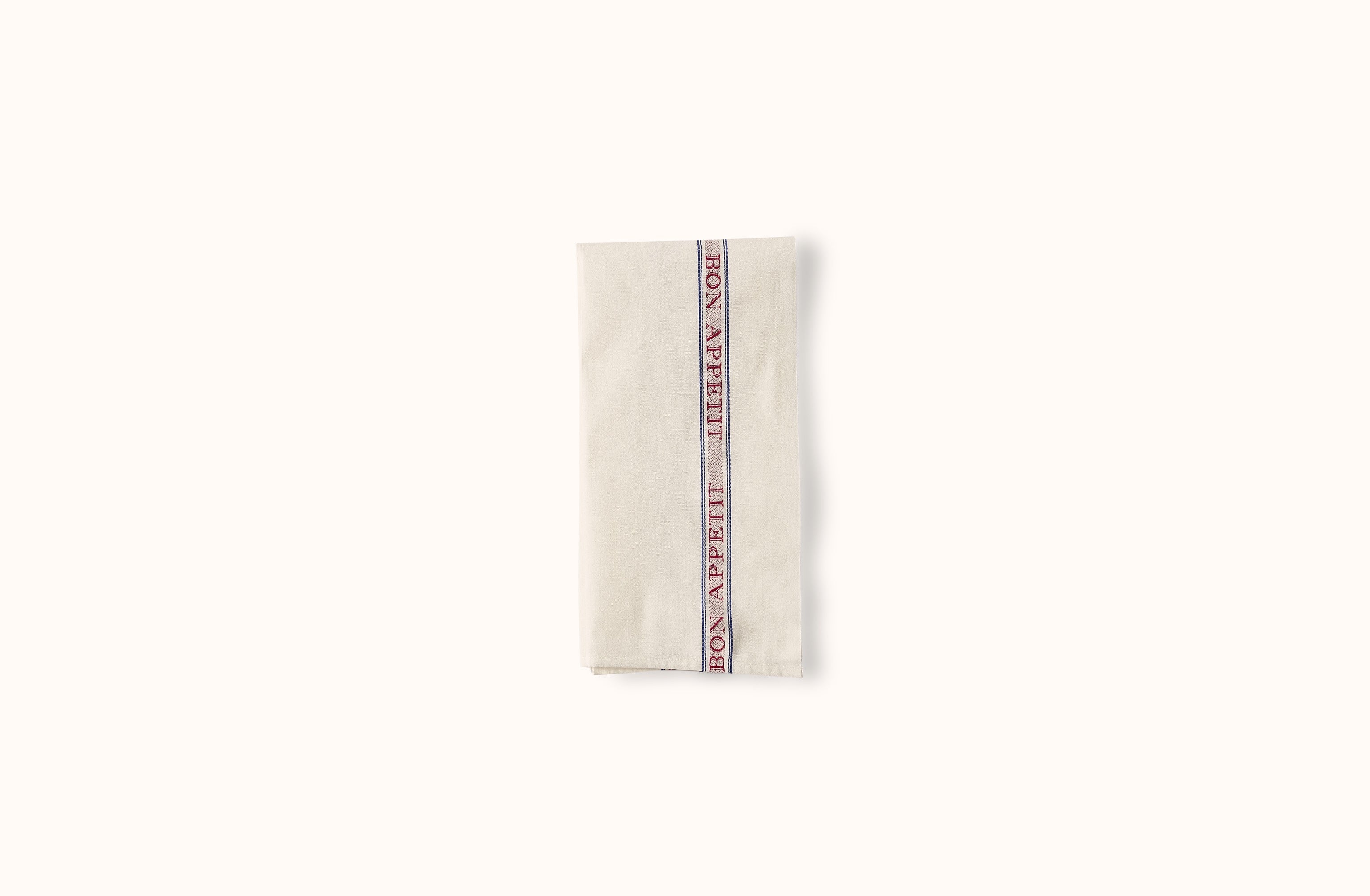 CHARVET WHITE WITH RED AND BLUE BON APPETIT COTTON KITCHEN TOWEL