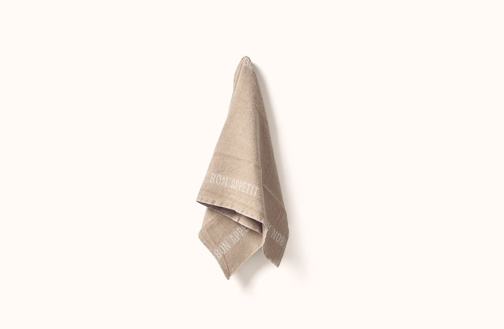CHARVET NATURAL AND WHITE BON APPETIT LINEN KITCHEN TOWEL