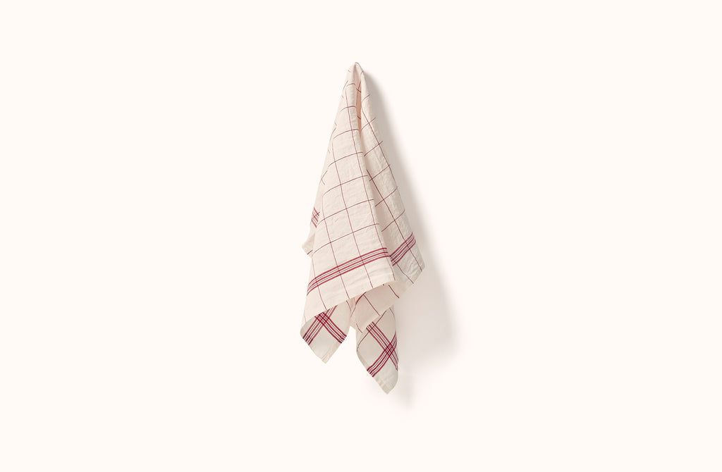 CHARVET RED BISTRO LINEN KITCHEN TOWEL