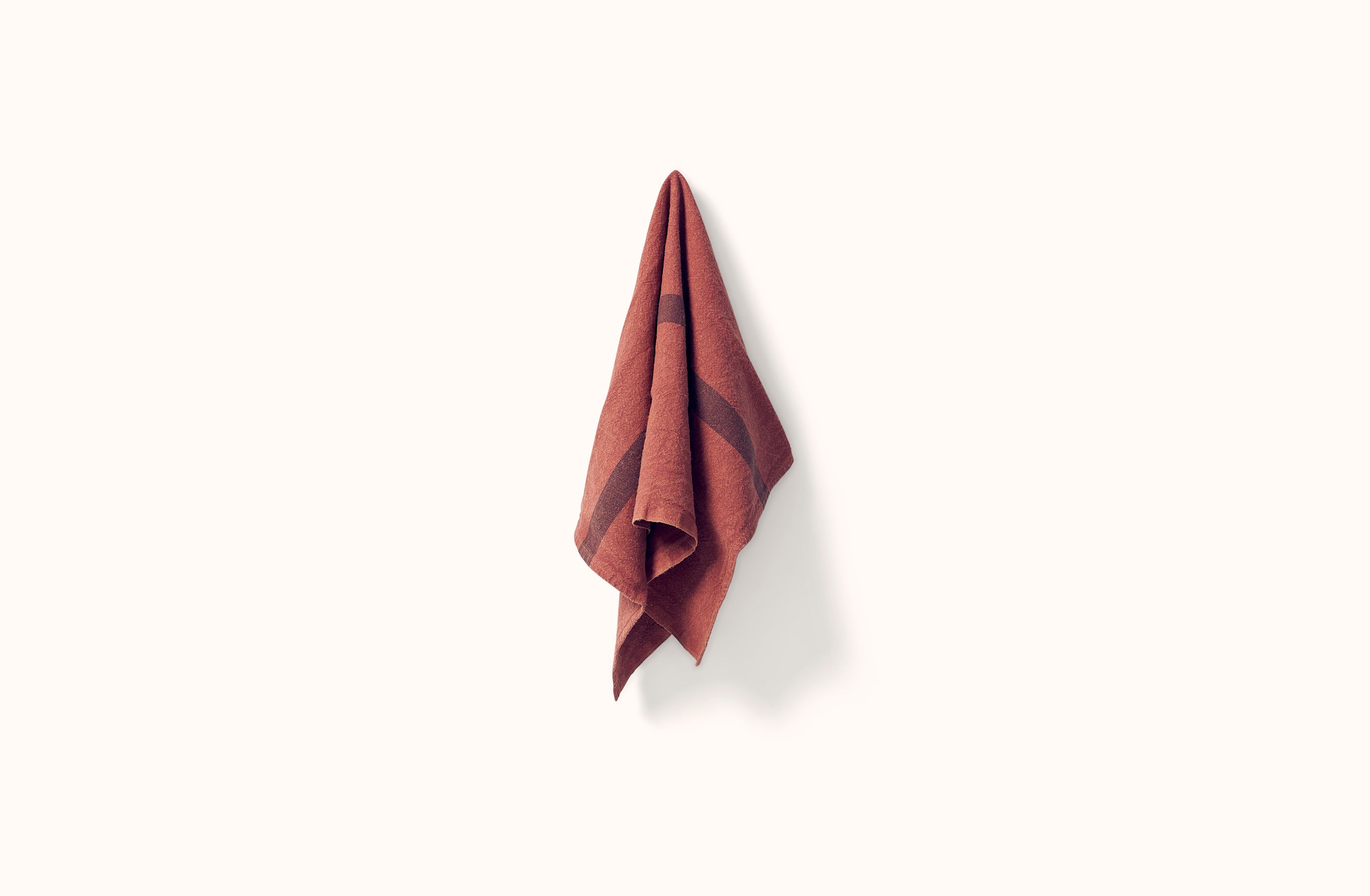 CHARVET BRICK RED STRIPE LINEN KITCHEN TOWEL