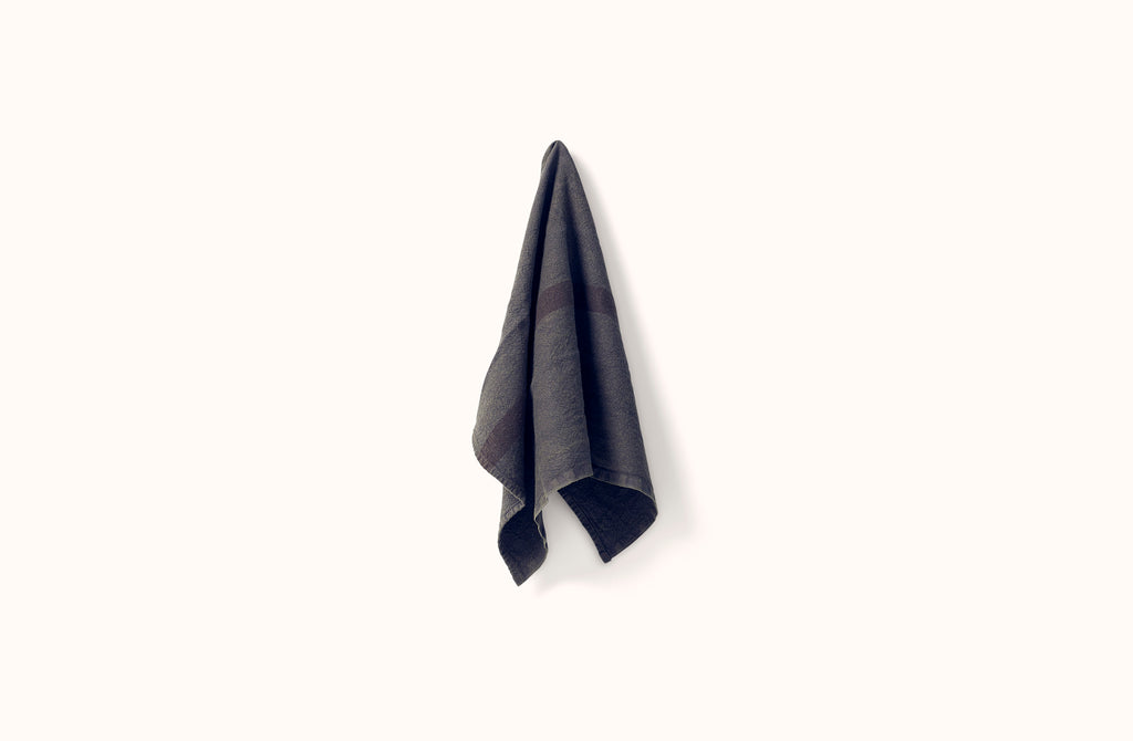 CHARVET CHARCOAL STRIPE LINEN KITCHEN TOWEL