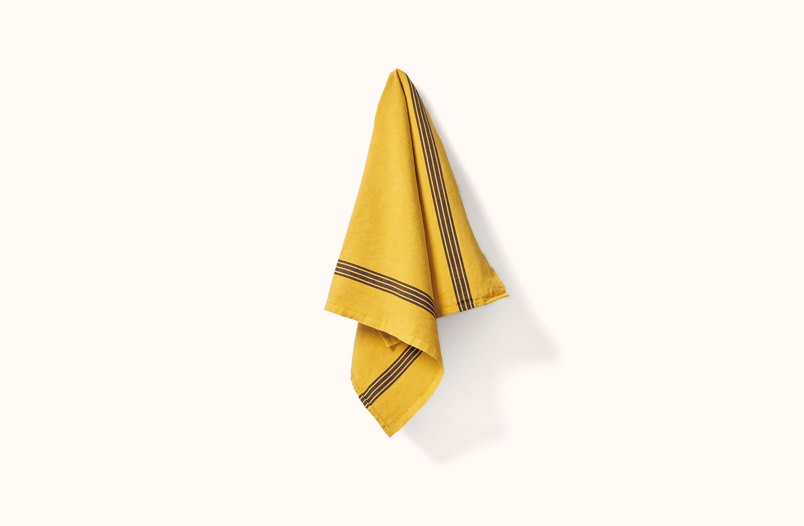 CHARVET CURRY AND BLACK PIANO STRIPE LINEN KITCHEN TOWEL