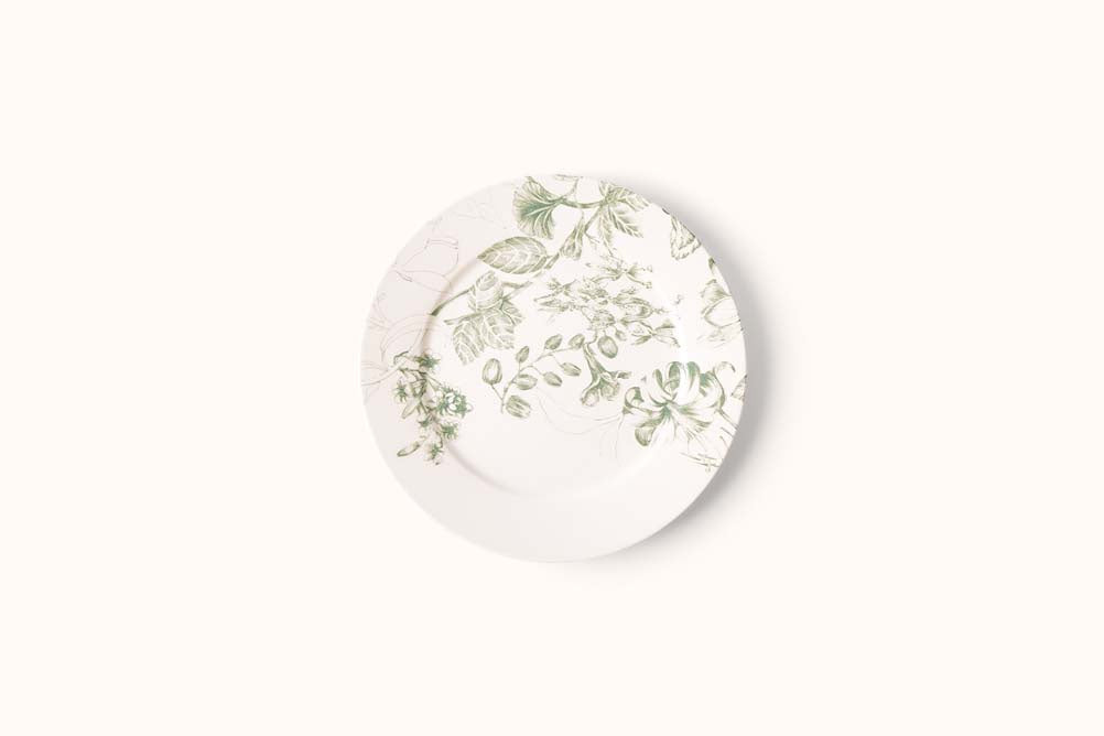 FRANCESCA COLOMBO GREEN FLORAL PLATES WITH DOTS