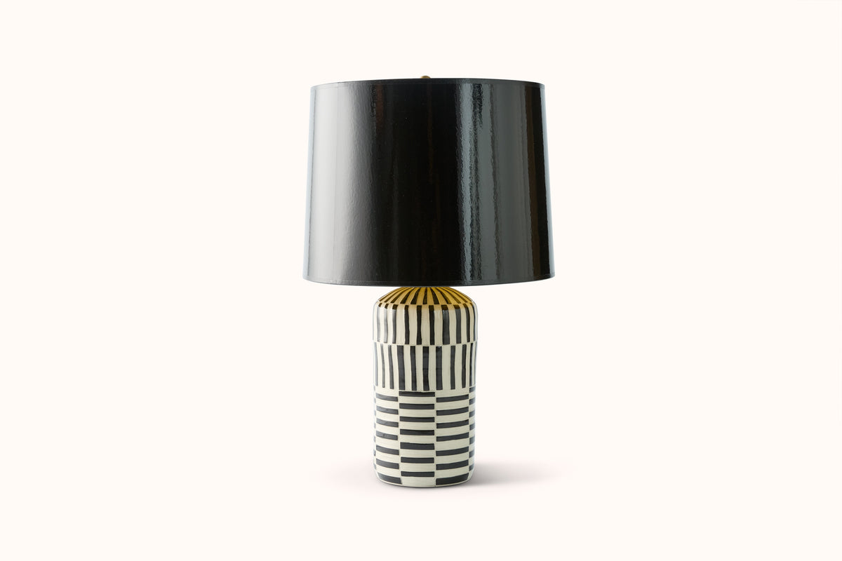 DANA BECHERT BLACK/WHITE BARS PATTERN LAMP