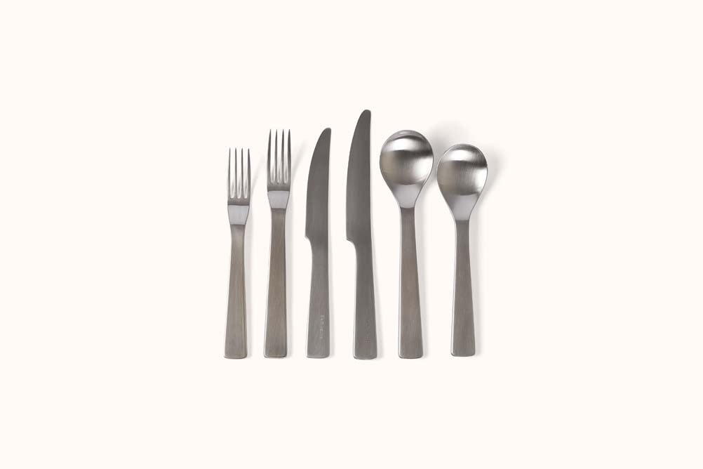 DAVID MELLOR BRUSHED STAINLESS STEEL LONDON 6 PC FLATWARE SET
