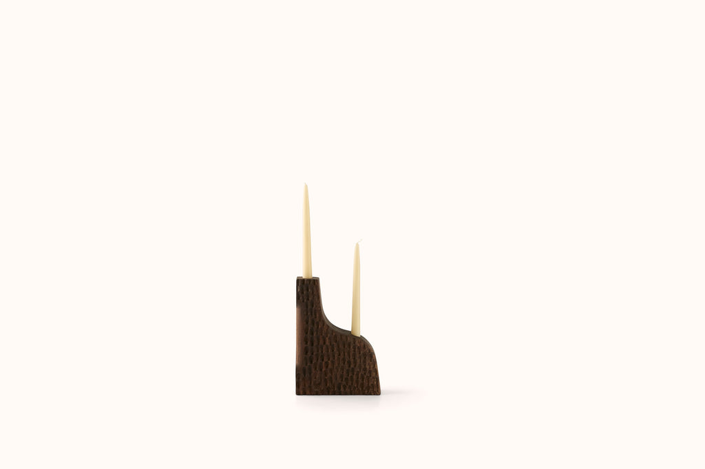 EAST OTIS STIPPLEBACK WHITE OAK CANDLE HOLDER.01 - DARK FINISH
