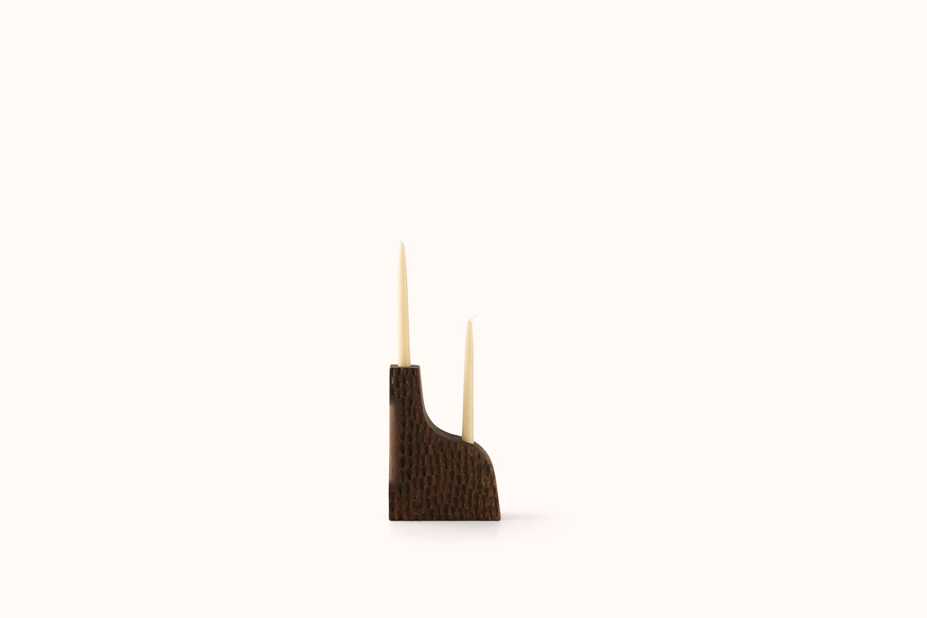EAST OTIS STIPPLEBACK WHITE OAK CANDLE HOLDER.01 - DARK FINISH