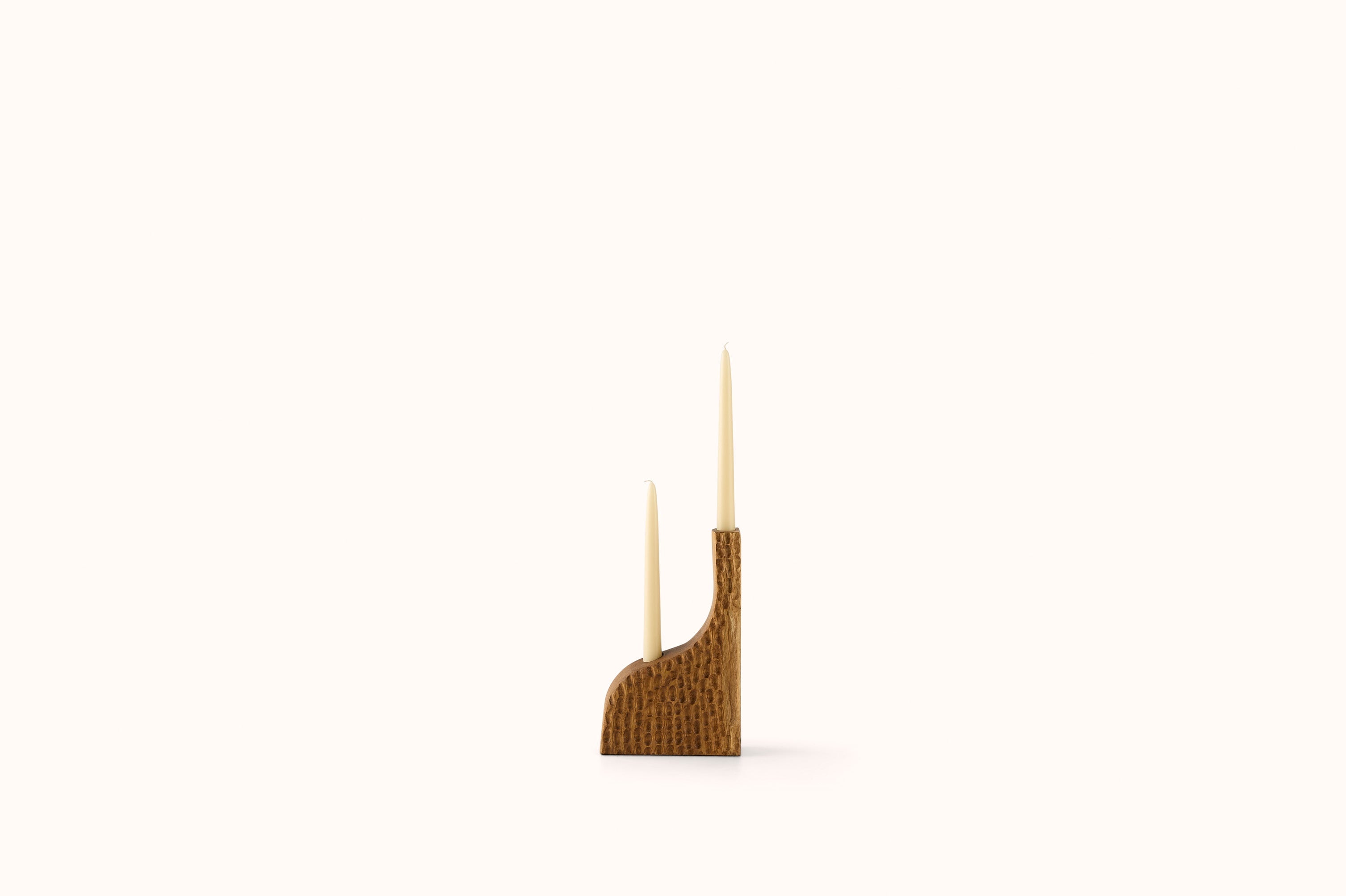 EAST OTIS STIPPLEBACK WHITE OAK CANDLE HOLDER.01 - MEDIUM FINISH
