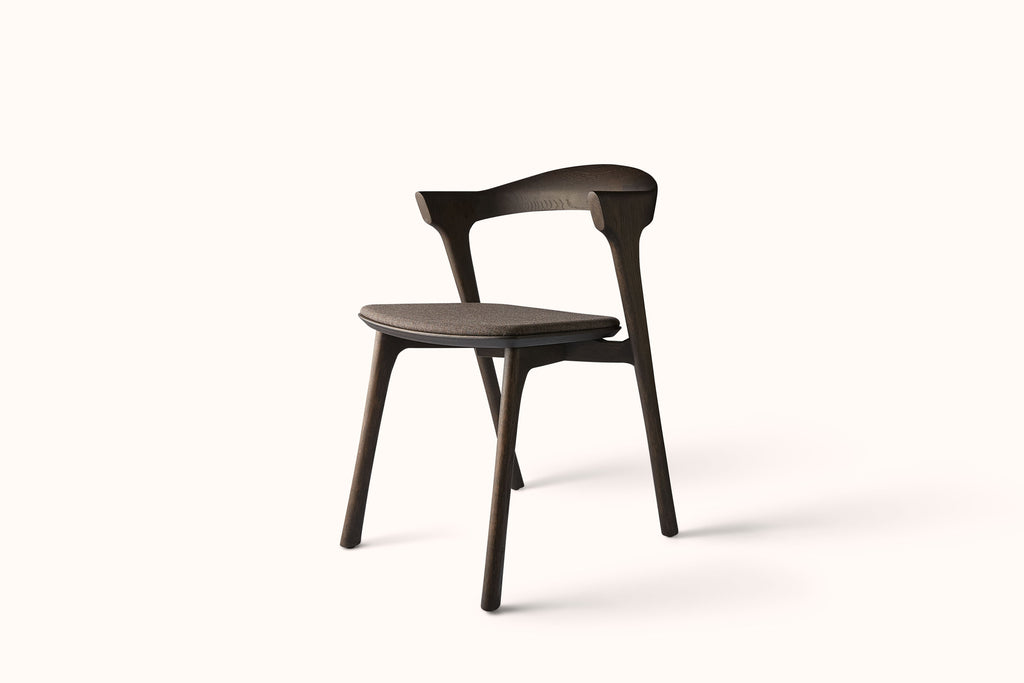 ETHNICRAFT BOK DINING CHAIR - BROWN FABRIC SEAT