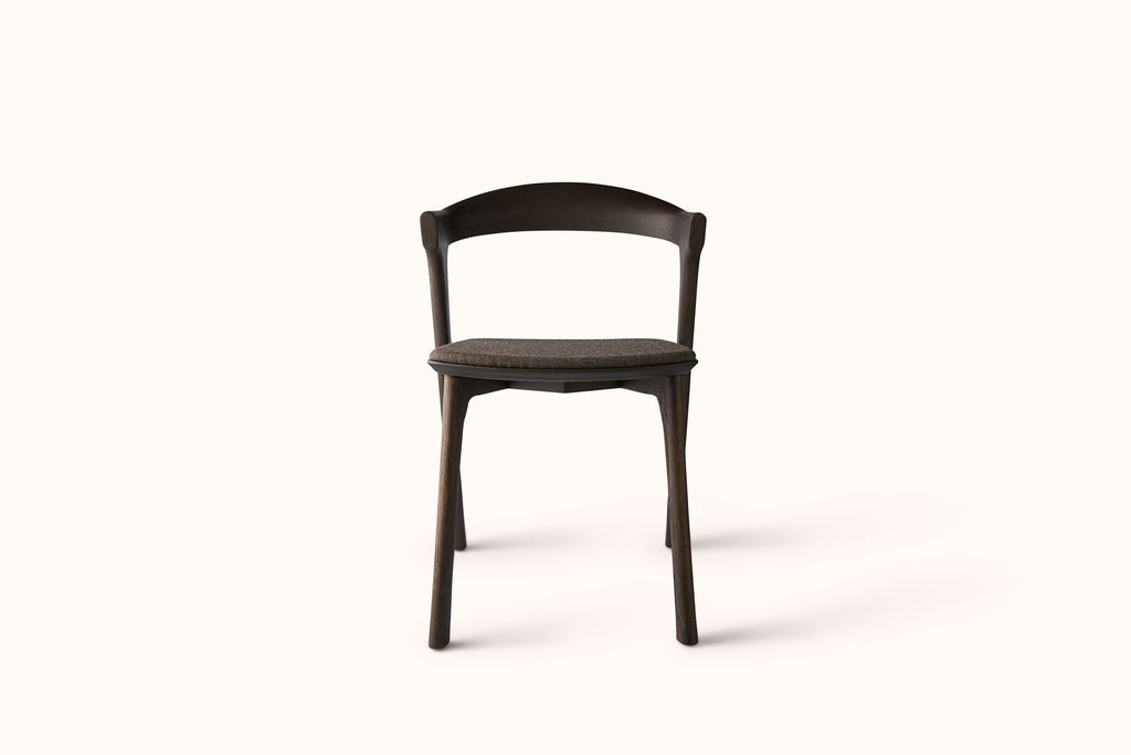 ETHNICRAFT BOK DINING CHAIR - BROWN FABRIC SEAT