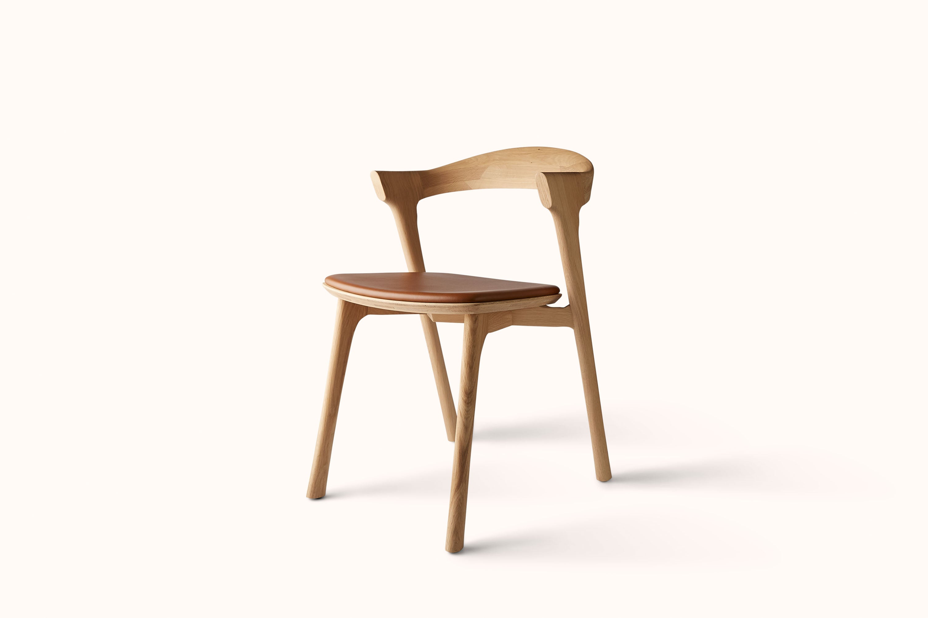 ETHNICRAFT BOK DINING CHAIR - COGNAC LEATHER SEAT