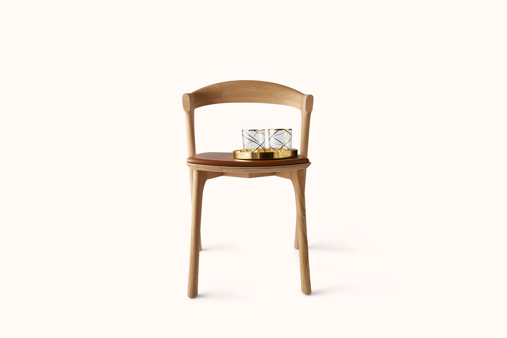 ETHNICRAFT BOK DINING CHAIR - COGNAC LEATHER SEAT