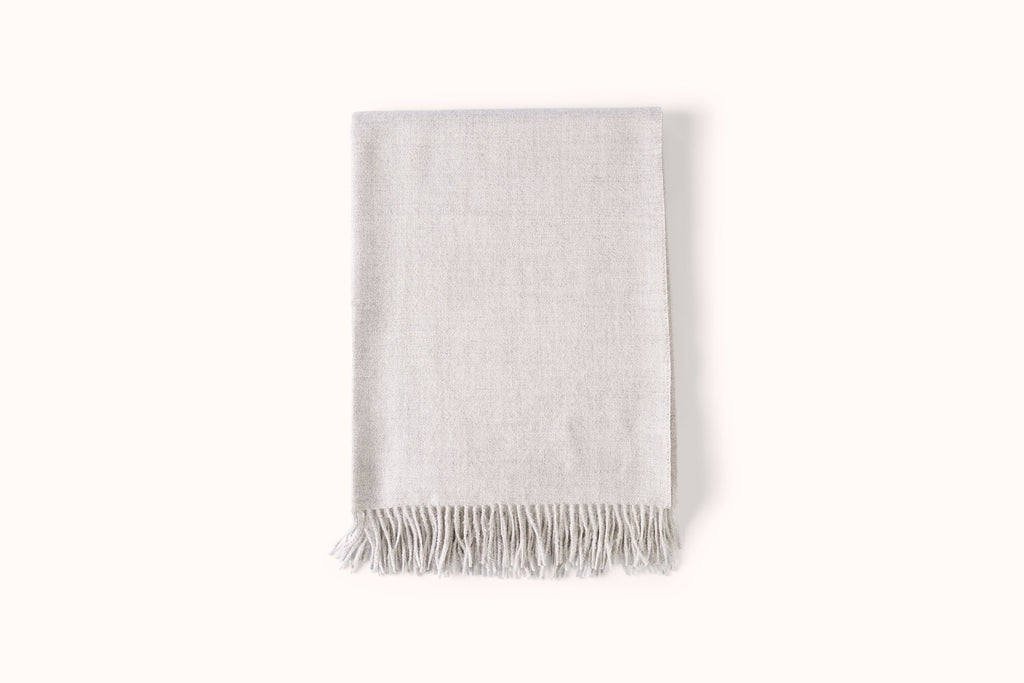 FELLS ANDES HEATHER GREY ALPACA THROW WITH LEATHER KD BIEL STRAP