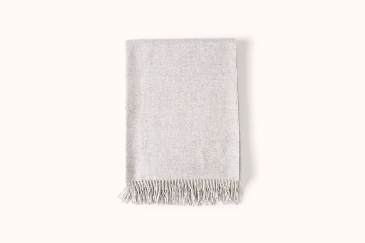 FELLS ANDES HEATHER GREY ALPACA THROW WITH LEATHER KD BIEL STRAP