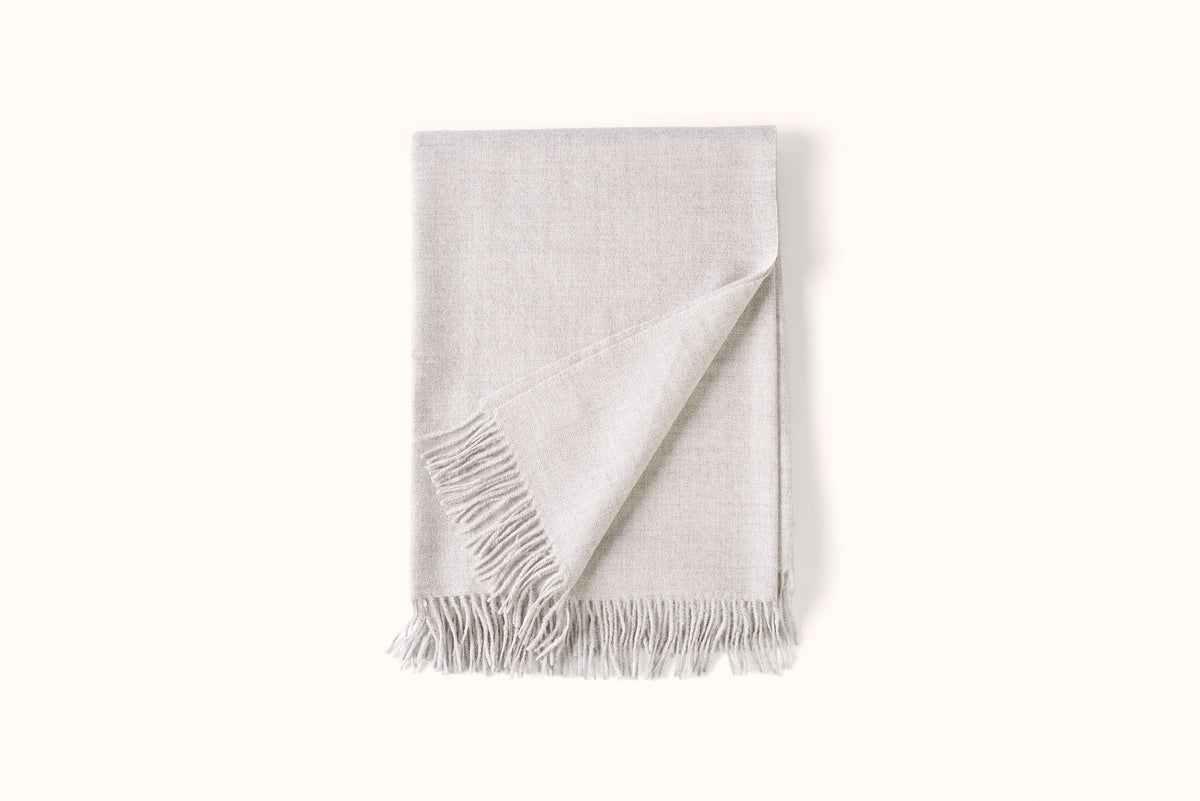 FELLS ANDES HEATHER GREY ALPACA THROW WITH LEATHER KD BIEL STRAP