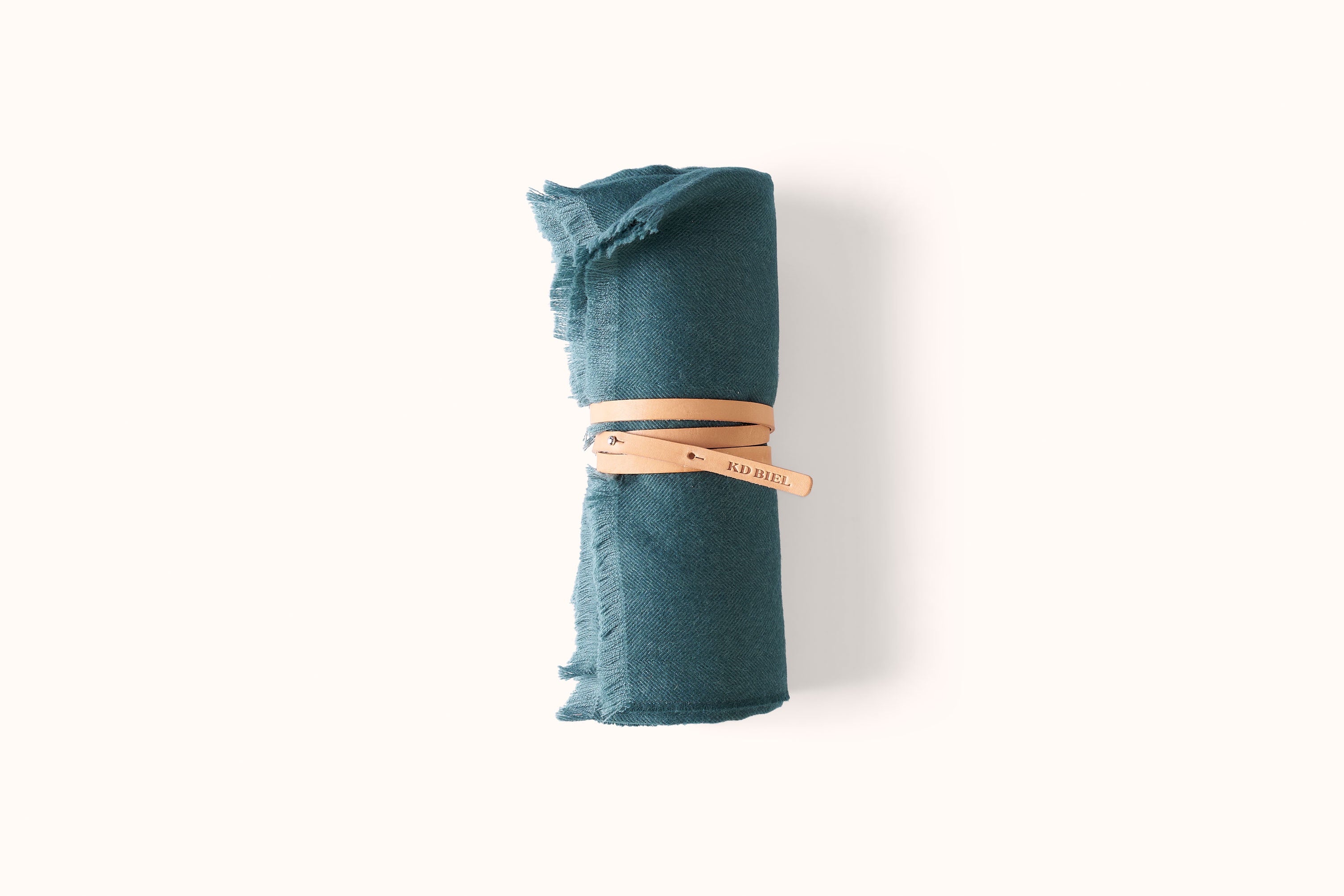 FELLS ANDES FOREST HERRINGBONE ALPACA THROW WITH LEATHER KD BIEL STRAP