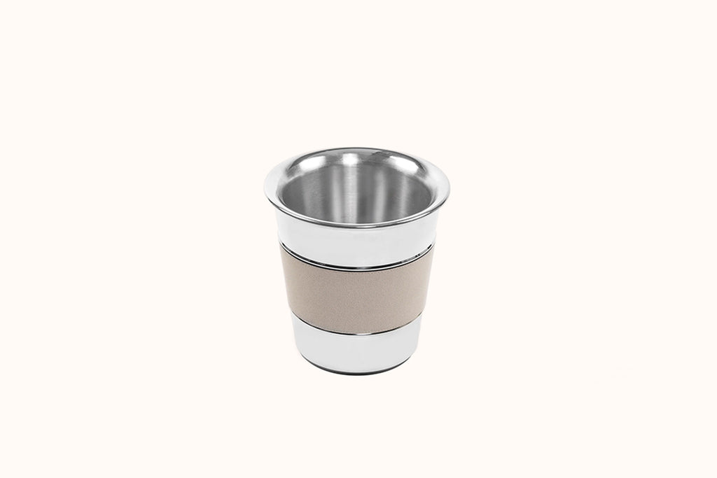 GIOBAGNARA STAINLESS STEEL WITH STONE LEATHER CHAMPAGNE BUCKET AND STAND