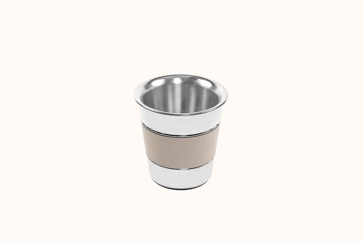 GIOBAGNARA STAINLESS STEEL WITH STONE LEATHER CHAMPAGNE BUCKET AND STAND