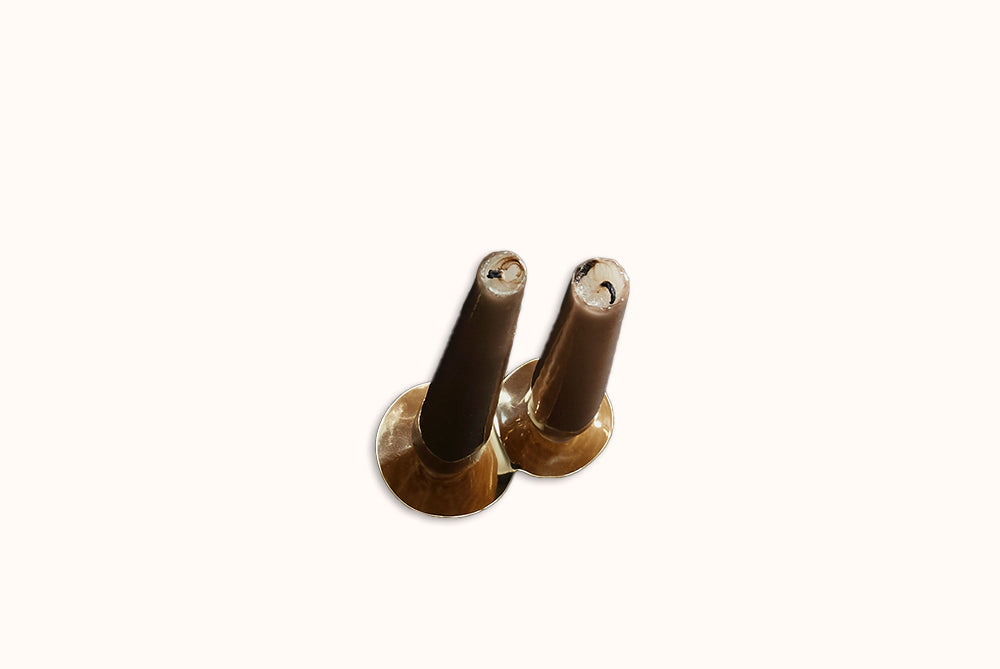 HEATH WAGONER BRASS TWIN FLAME CANDLE HOLDER