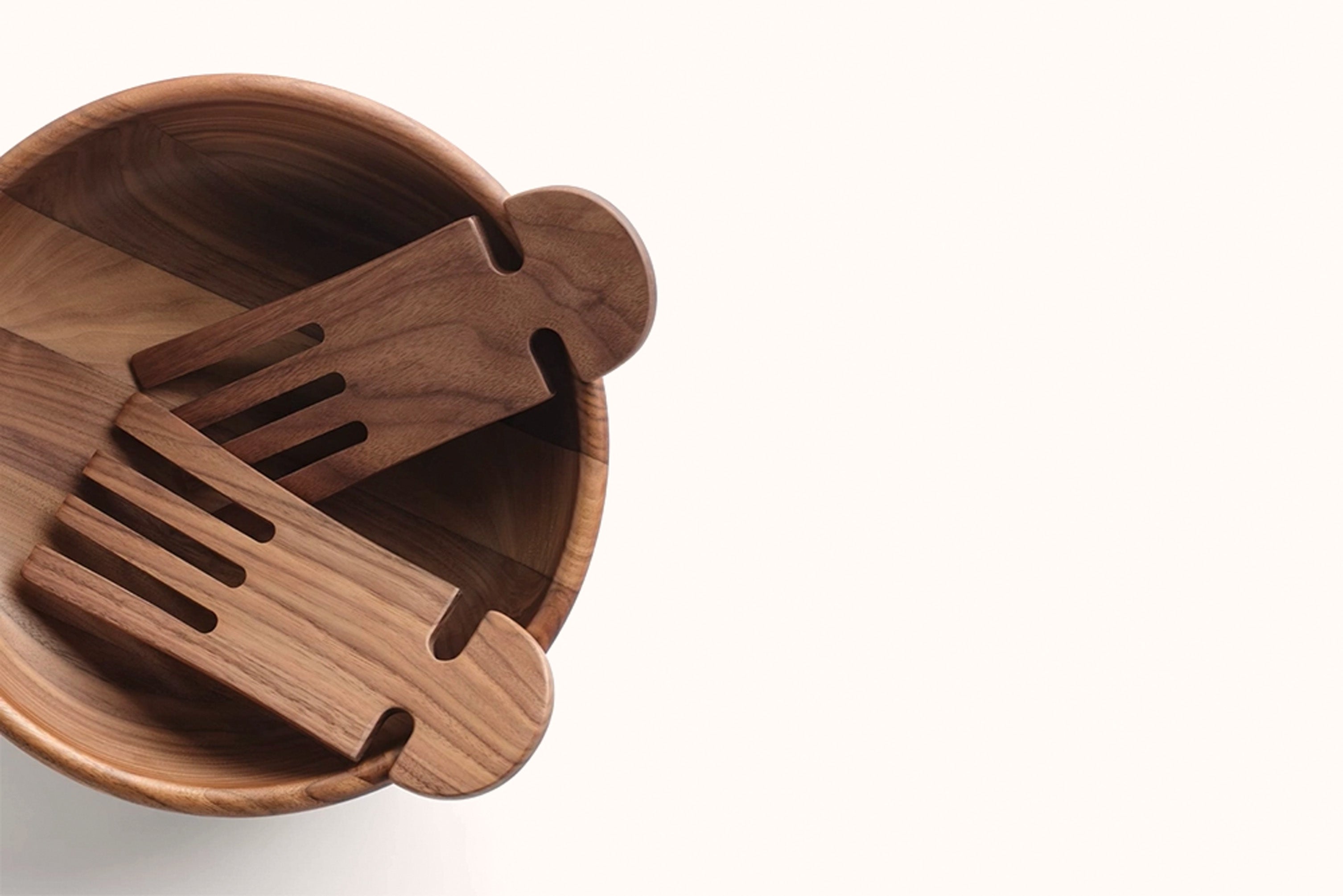 9" WALNUT WOODEN SALAD HANDS