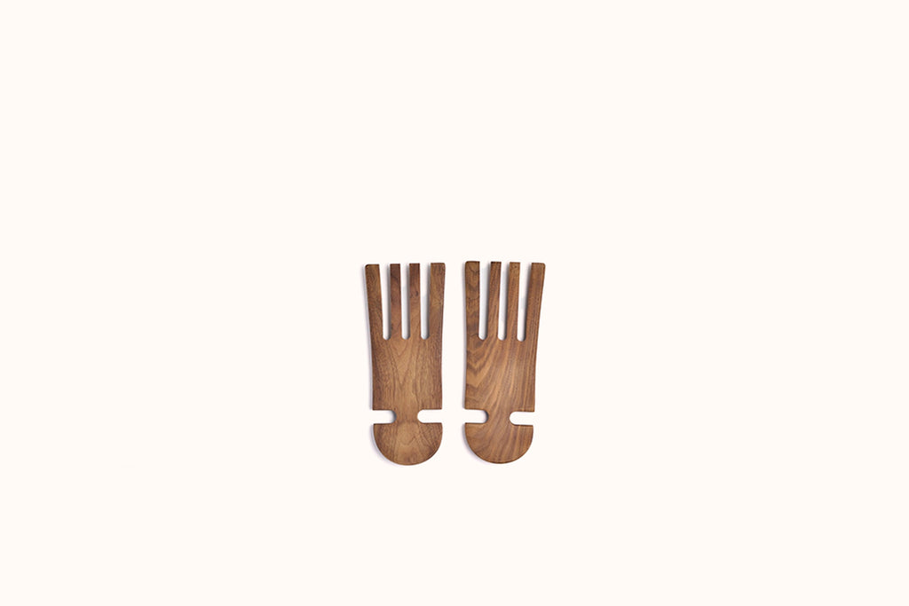 9" WALNUT WOODEN SALAD HANDS