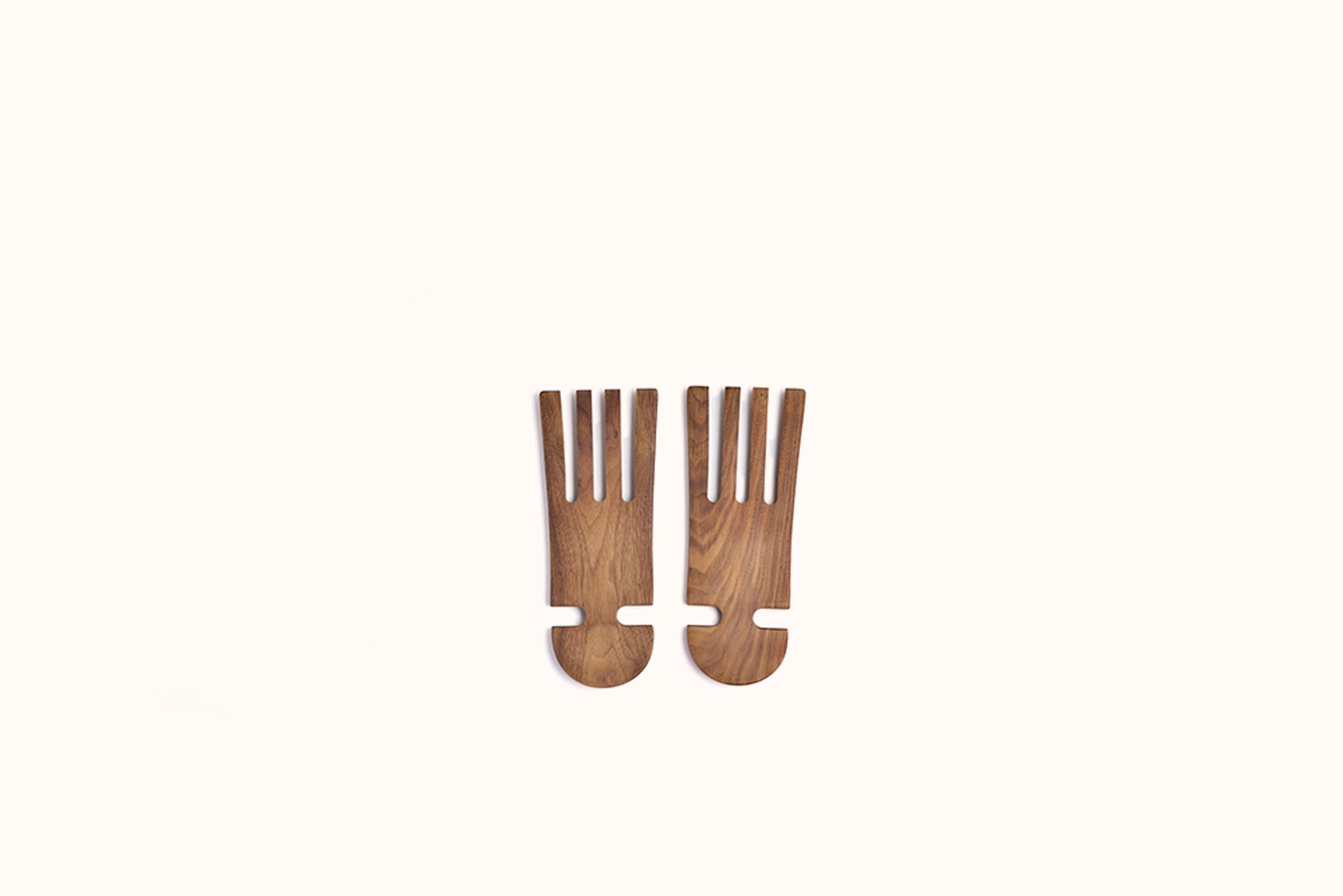 9" WALNUT WOODEN SALAD HANDS